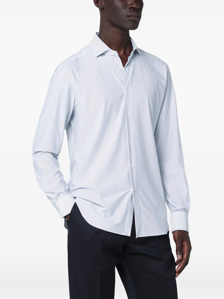  Xacus Long-sleeve Striped-pattern Shirt - White 