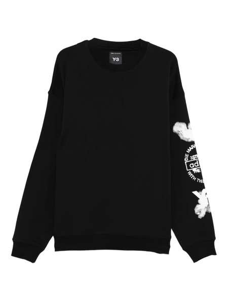  Y-3 Cloud-print Crew-neck Sweatshirt - Black 