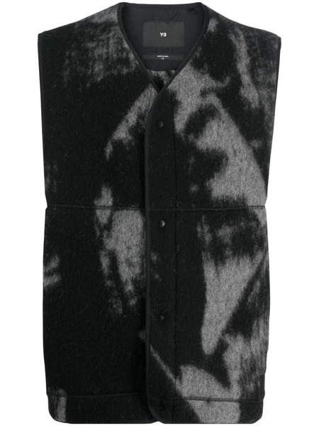  Y-3 Graphic-print Wool-blend Gilet - Black 