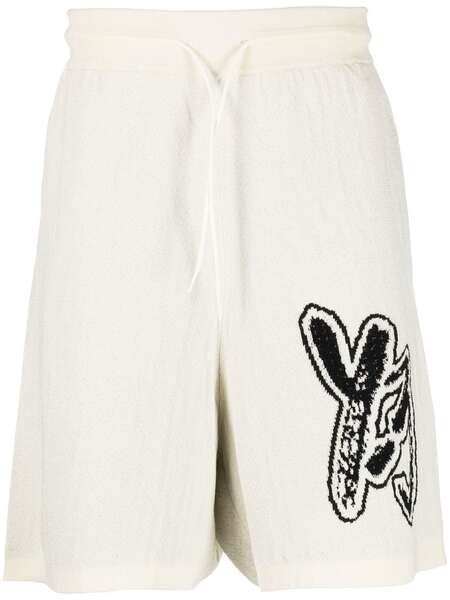  Y-3 Intarsia-knit Logo Bermuda - Neutrals 
