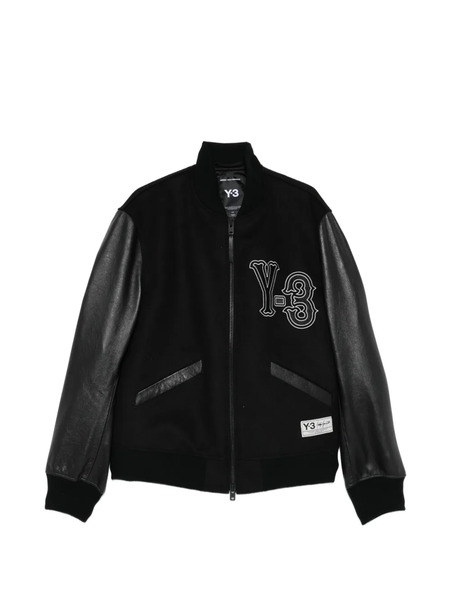  Y-3 Leather-sleeve Embroidered Jacket - Black 