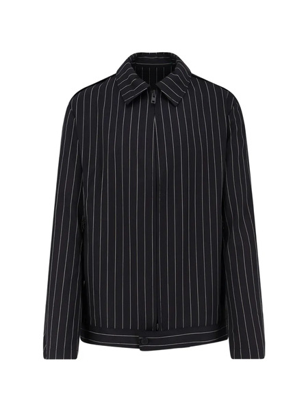  Y-3 Pinstripe Zip-up Overshirt - Black 