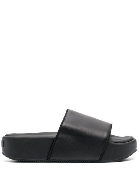  Y-3 Plain Leather Slides - Black 