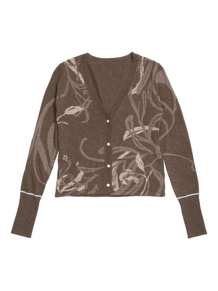  Yangkehan Floral-print Buttoned Cardigan - Brown 