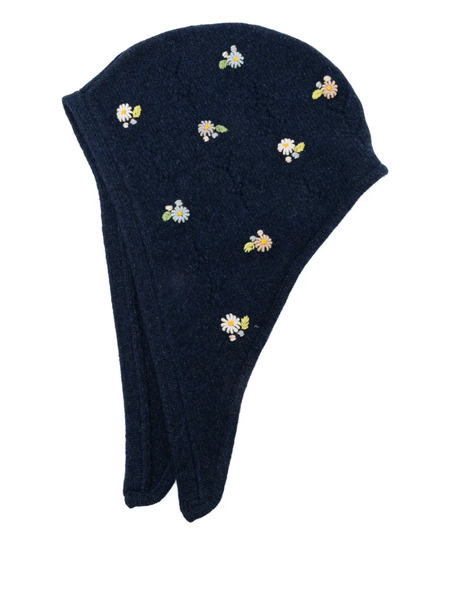  Yanyan Knits Daisy-embroidered Hat - Blue 