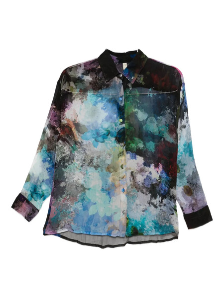 Yavi Abstract-print Silk Shirt - Blue 