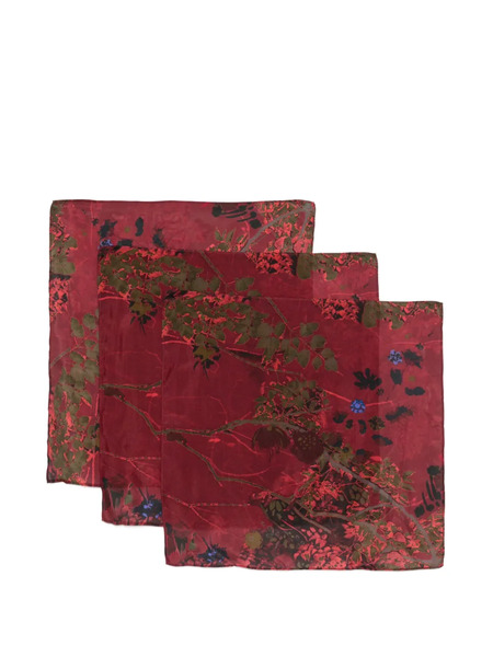  Yavi Floral Silk Scarf (set Of Three) - Red 
