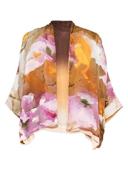  Yavi Reversible Abstract-print Silk Velvet Jacket - Brown 