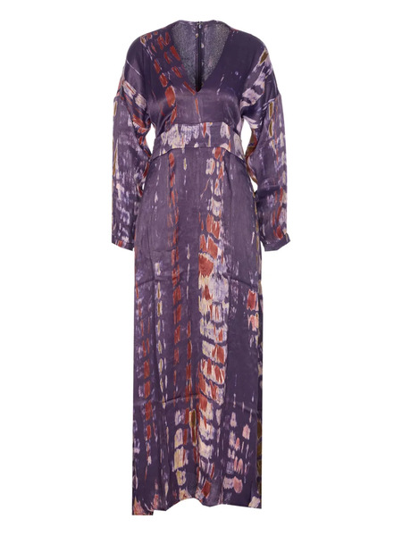  Yavi Shellu Printed V-neck Dress - Purple 