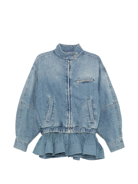  Ych Peplum-hem Denim Jacket - Blue 