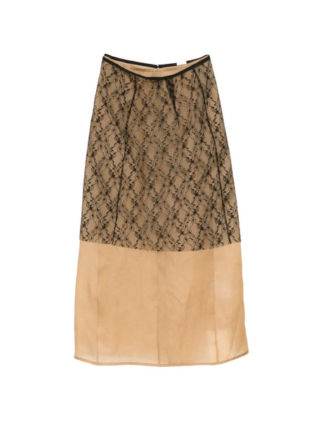  Yeareast Lace-panel Midi Skirt - Neutrals 