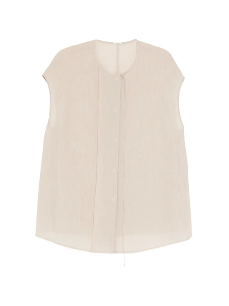  Yeareast Round-collar Sleeveless Blouse - Neutrals 
