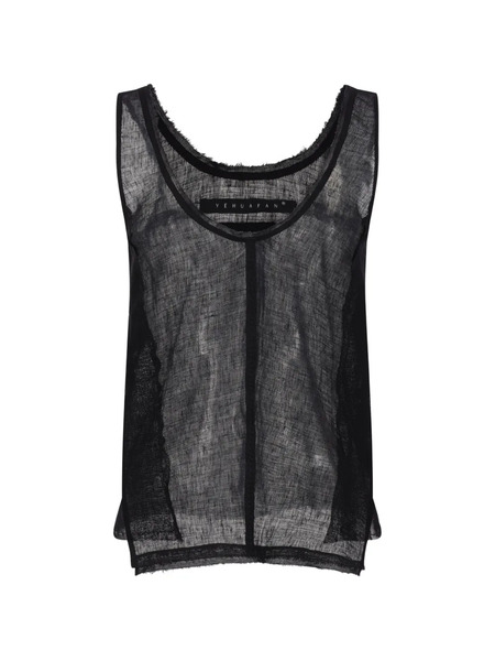  Yehuafan Frayed Top - Black 