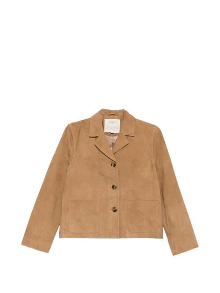  Yerse Notched-lapel Suede Jacket - Brown 