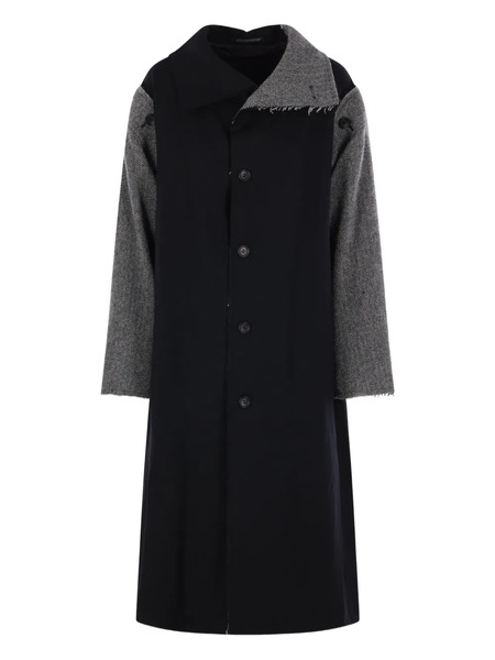  Yohji Yamamoto Herringbone Buttoned Coat - Black 
