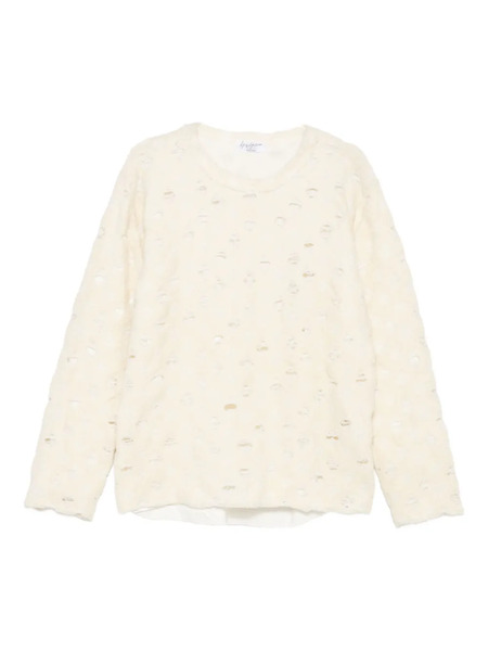  Yohji Yamamoto Wool Blend Distressed Sweater - Neutrals 