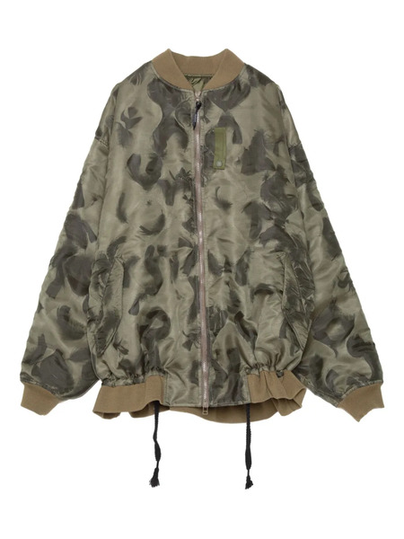  Yoshiokubo Feather-print Bomber Jacket - Green 
