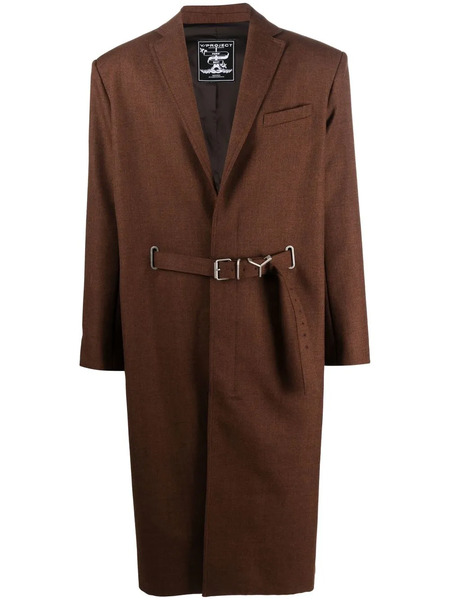  Y/project Belted-waist Single-breasted Coat - Brown 