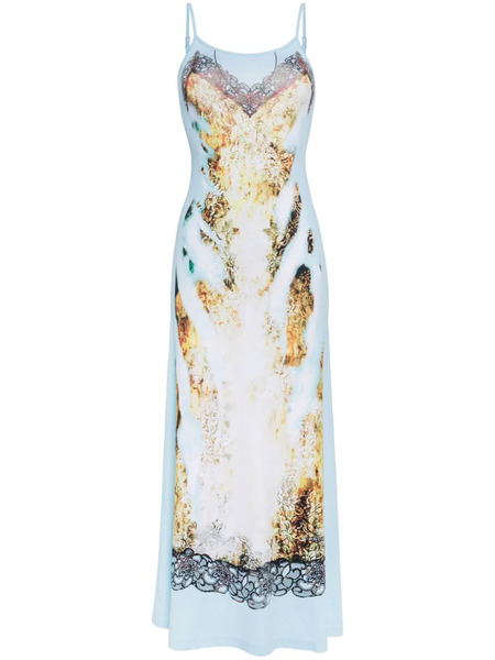  Y/project Graphic-print Slip Dress - Blue 