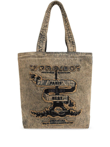  Y/project Paris' Best Distressed Denim Tote Bag - Neutrals 