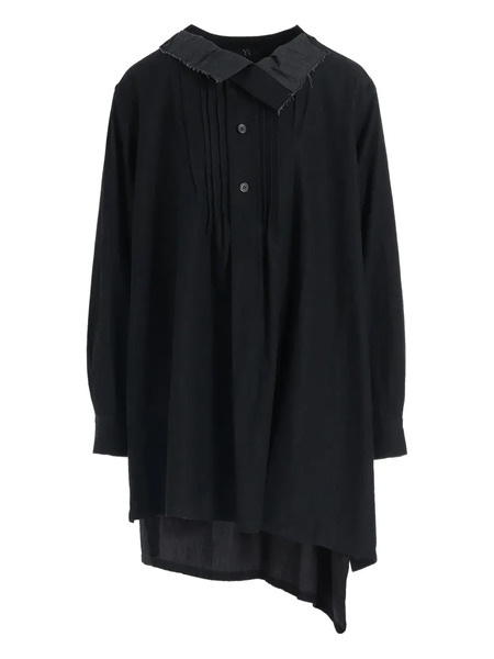  Y's Button-placket Asymmetric Blouse - Black 