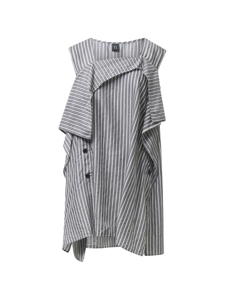  Y's Flared Striped Blouse - Grey 