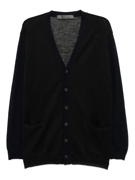  Y's 12g Knit Cardigan With Logo - Black 
