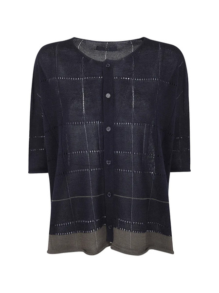  Y's Grid Button Cardigan - Blue 