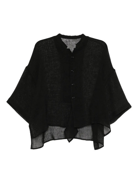  Y's Mesh Collared Blouse - Black 