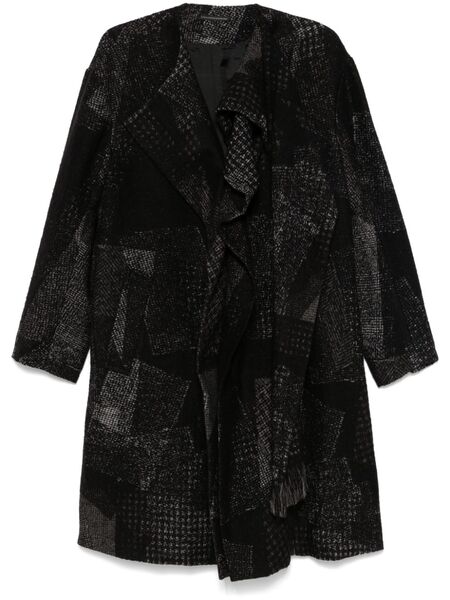  Y's Patchwork-pattern Coat - Black 