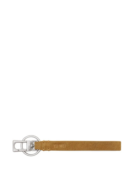  Yu Mei Key Logo-debossed Suede Keyring - Brown 