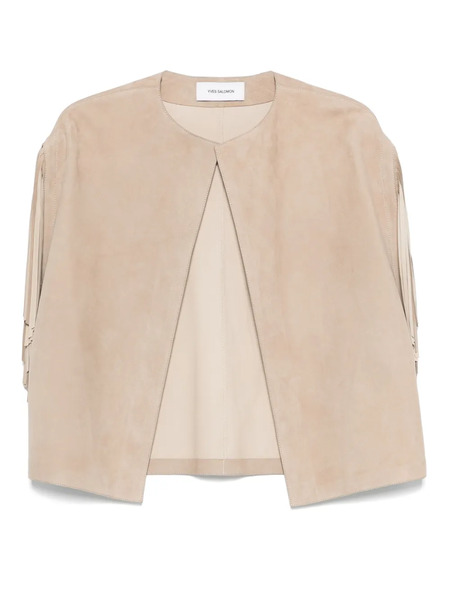  Yves Salomon Fringed-trim Jacket - Neutrals 