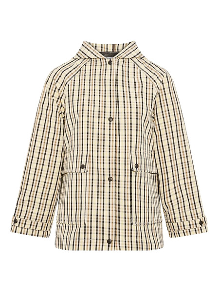  Yves Salomon Hooded Check-pattern Jacket - Neutrals 
