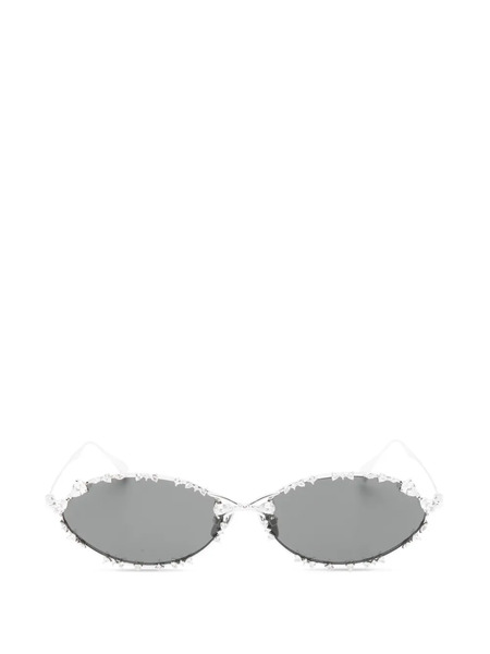  Yvmin Crystal Oval-frame Sunglasses - Silver 