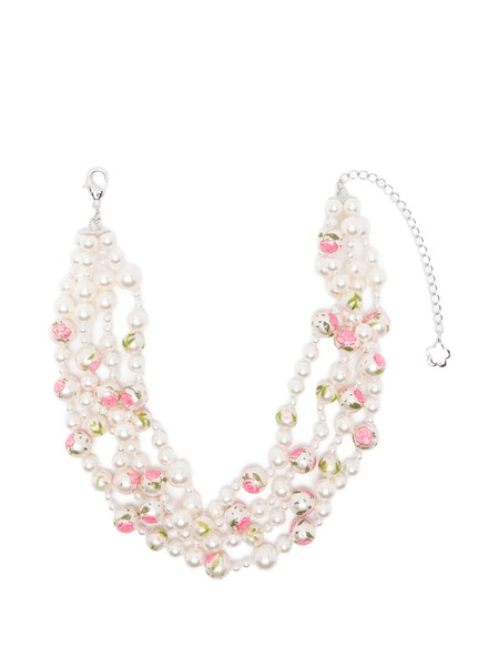  Yvmin Floral Bead Necklace - Neutrals 