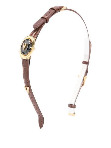  Yvmin Leather Emblem Headband - Brown 