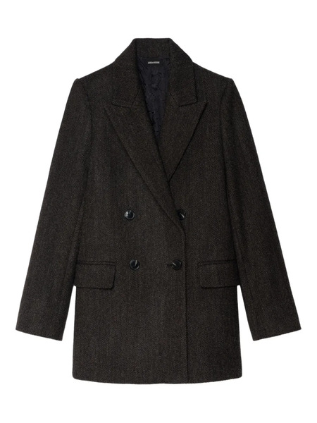  Zadig&voltaire Herringbone Double-breasted Coat - Brown 
