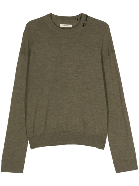  Zadig&voltaire Slogan-embroidered Wool Jumper - Green 