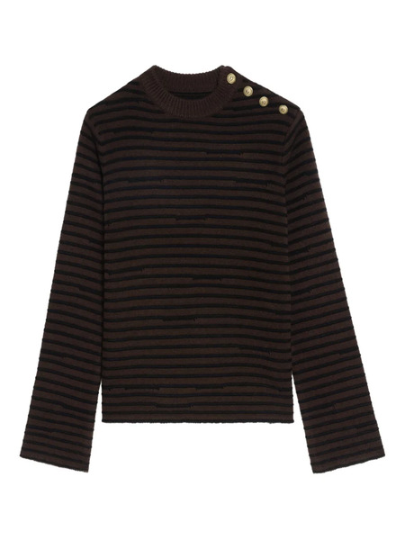  Zadig&voltaire Striped Button-detailed Sweater - Brown 
