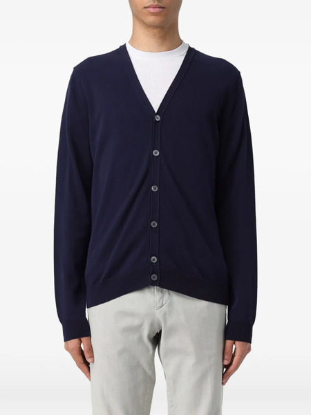 Zanone V-neck Buttoned Cardigan - Blue 