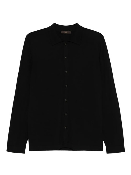  Zanone Virgin-wool Button-front Shirt - Black 