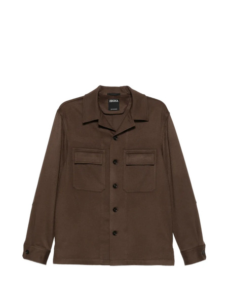 Zegna Button Flap Pocket Shirt - Brown 