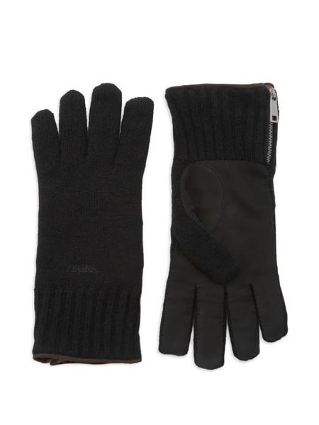  Zegna Cashmere-leather Gloves - Black 