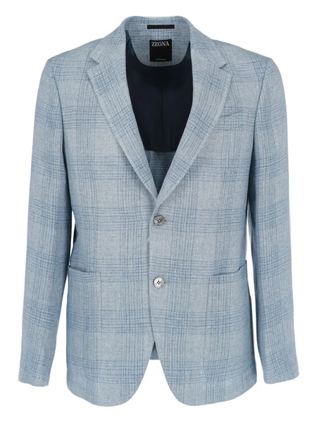  Zegna Check-pattern Blazer - Blue 