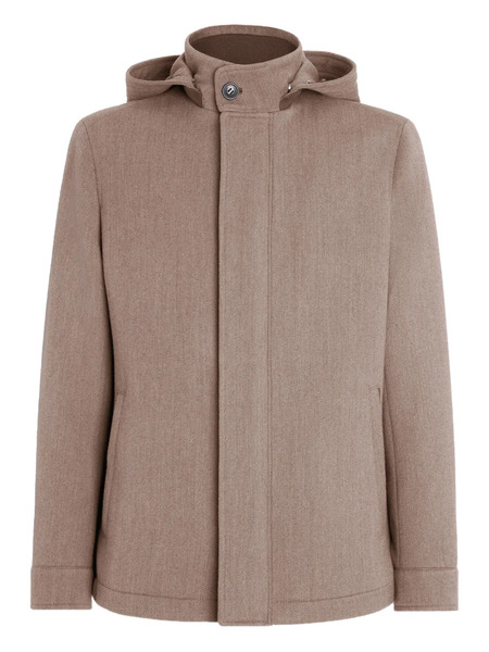  Zegna Concealed-fastening Hooded Jacket - Brown 