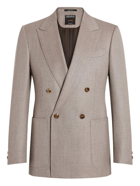  Zegna Double-breasted Wool Jacket - Brown 