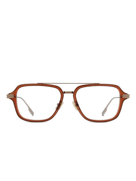  Zegna Double-bridge Navigator-frame Glasses - Brown 