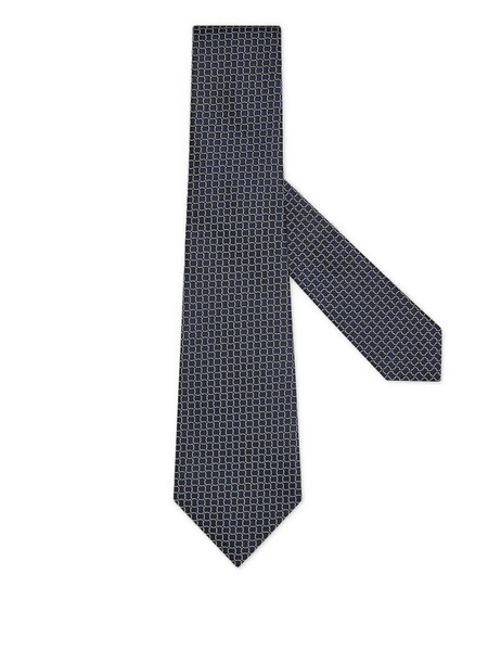  Zegna Geometric-pattern Silk Tie - Black 