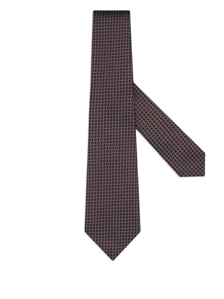  Zegna Geometric-pattern Silk Tie - Brown 