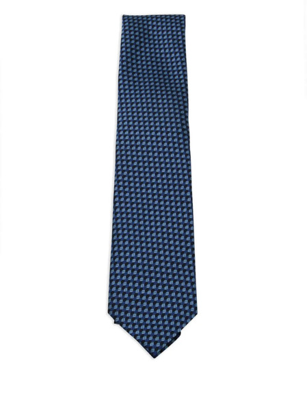  Zegna Geometric-pattern Tie - Blue 